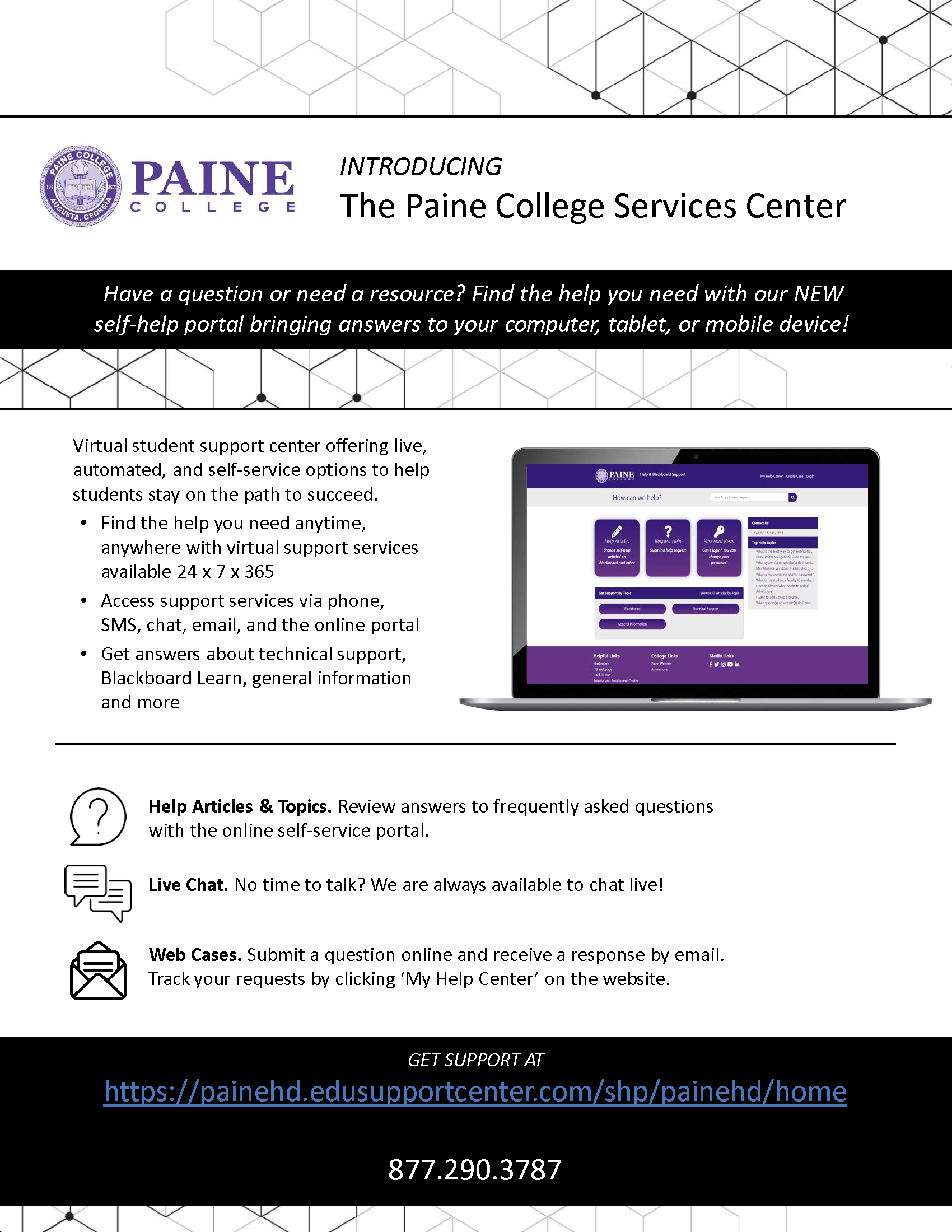 Paine College New Virtual Helpdesk Support